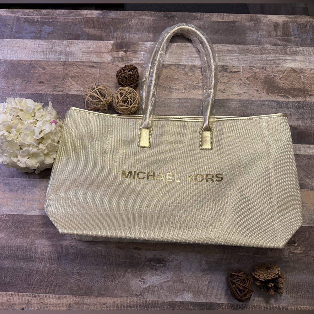 NWOT Michael Kors Gold Structured Tote Bag